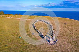 Ales stenar megalithic monument in coastal Sweden