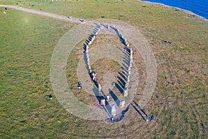 Ales stenar megalithic monument in coastal Sweden