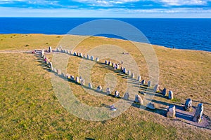 Ales stenar megalithic monument in coastal Sweden