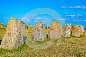 Ales stenar megalithic monument in coastal Sweden