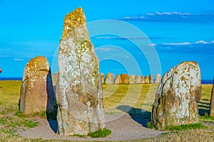 Ales stenar megalithic monument in coastal Sweden