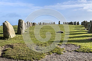 Ales stones, imposing megalithic monument in Skane, Sweden