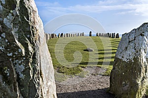 Ales stones, imposing megalithic monument in Skane, Sweden photo
