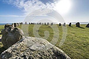 Ales stones, imposing megalithic monument in Skane, Sweden photo