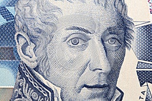 Alessandro Volta a closeup portrait from Italian money