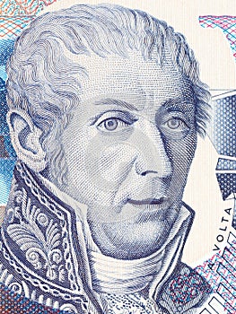 Alessandro Volta portrait from Italian money