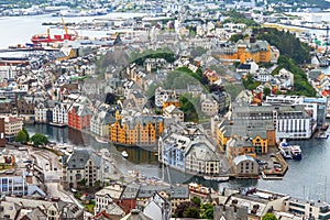 Alesund, Norway - town houses on sea front