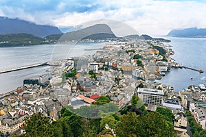 Alesund, Norway - town houses on sea front