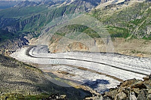 Aletsch Glacier - glacier in the Alps mountains, landmark attraction in Switzerland