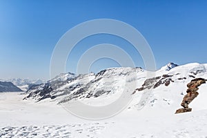 Aletsch Glacier in the Jungfraujoch, Alps Mountain, Switzerland