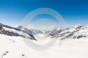 Aletsch Glacier in the Jungfraujoch, Swiss Alps, Switzerland