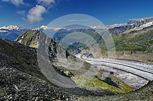 Aletsch Glacier - glacier in the Alps mountains, landmark attraction in Switzerland