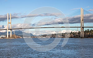 Alex Fraser Bridge in Sunny Winter Day