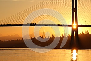 Alex Fraser Bridge Sunrise Vancouver