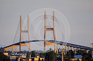 Alex Fraser Bridge with sunset light