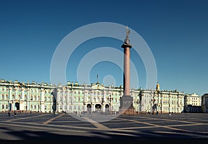 Alexander column on Palace square in St. Petersburg