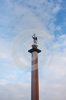 Alexander Column on Palace Square in St. Petersburg. Russia