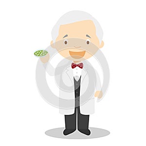 Alexander Fleming cartoon character. Vector Illustration. photo