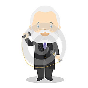 Alexander Graham Bell cartoon character. Vector Illustration. photo