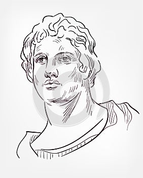 Alexander the Great of Macedon vector sketch portrait