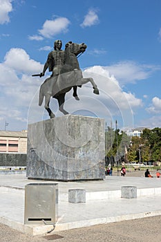 Alexander the Great Monument at embankment of city of Thessaloniki, Central Macedonia,