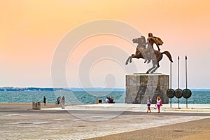 Alexander the Great statue at Thessaloniki city embankment Greece