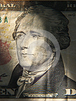 Alexander Hamiltons portrait is depicted on painted on the $ 10 banknotes