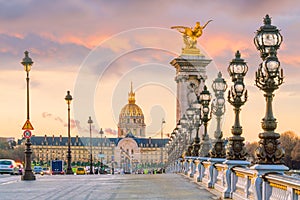 The Alexander III Bridge across Seine river in Paris