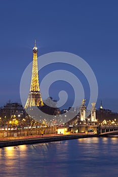 Alexander III bridge and Eiffel tower, Paris