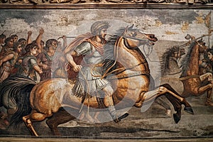 Alexander mosaic also know as Battle of issus mosaic from house of the faun in Pompei, created by AI