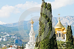 Alexander Nevski Cathedral and Yalta city houses