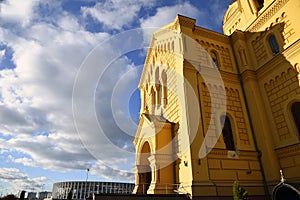 Alexander Nevsky cathedral and sports arena Nizhny Novgorod, Russia.