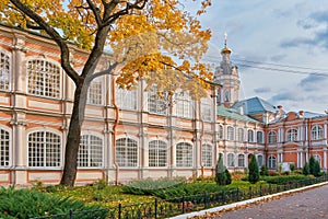 Alexander Nevsky Lavra, view of the Fedorovsky Building, 1725-1748 and the Fedorovsky Church, 1745-1767, landmark, St. Petersburg