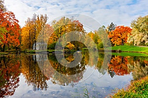 Alexander park in autumn, Pushkin Tsarskoe Selo, Saint Petersburg, Russia