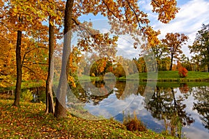 Alexander park in autumn, Pushkin Tsarskoe Selo, Saint Petersburg, Russia