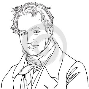 Alexander von Humboldt cartoon portrait