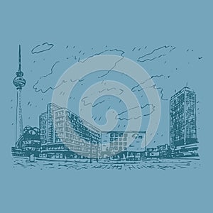 Alexanderplatz. Berlin, Germany. Graphic sketch