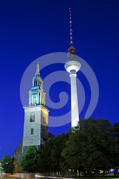 Alexanderplatz in Berlin at night photo