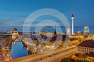 The Alexanderplatz in Berlin at night