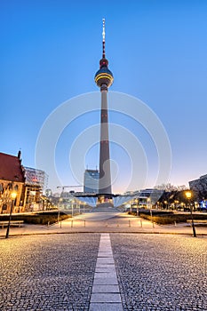 The Alexanderplatz with the famous TV Tower at dawn