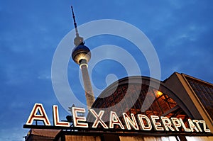 Alexanderplatz by night, Berlin, photo