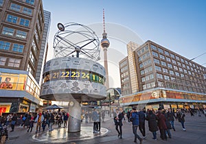 Alexanderplatz Square with World Clock (Weltzeituhr) and TV Tower (Fernsehturm) - Berlin, Germany