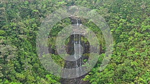 The Alexandra falls in the jungle of Mauritius island. Alexandra Falls aerial view in the Black River national park on paradise