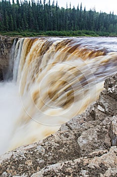 Alexandra Falls tumble 32 meters over the Hay River, Twin Falls Gorge Territorial Park Northwest territories, Canada.