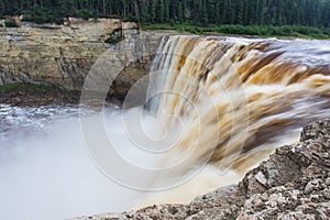 Alexandra Falls tumble 32 meters over the Hay River, Twin Falls Gorge Territorial Park Northwest territories, Canada.