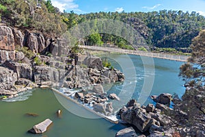 Alexandra Suspension Bridge over South Esk river at Cataract gorge in Tasmania, Australia