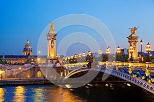 Alexandre III bridge in the evening, Paris, France
