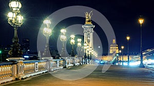 Alexandre III bridge at night in Paris