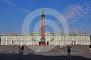 Alexandria column and Hermitage on the Palace Square in St. Petersburg