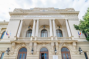 Alexandru Ioan Cuza University of Iasi in  Iasi, Romania. Alexandru Ioan Cuza University in Iasi on a sunny summer day with blue